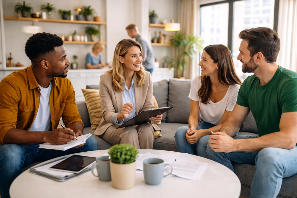 Discussing house rules in co-living space